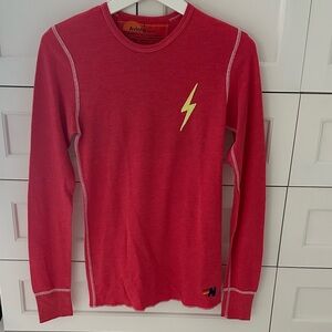 Aviator Nation' Red Lightning bolt Thermal Long Sleeve Top